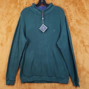 TAILORBYRD Sweater Mens XL Teal Green Quarter Zip Pullover Cozy Plush Soft Knit